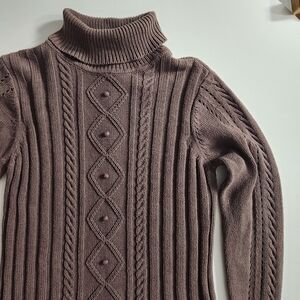 Y2K RXB Brown Turtleneck Cable Knit Sweater Women's Size L